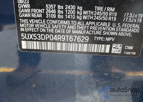 2024 BMW X3 xDrive30I z USA, uszkodzony, nr VIN 5UX53DP04R9T67629